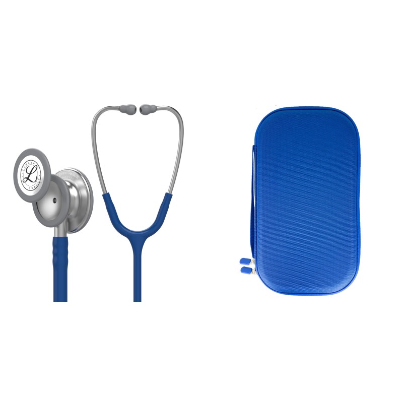 Pachet student - Stetoscop Littmann Classic III Bleumarin 5622 + Borseta albastru perlat