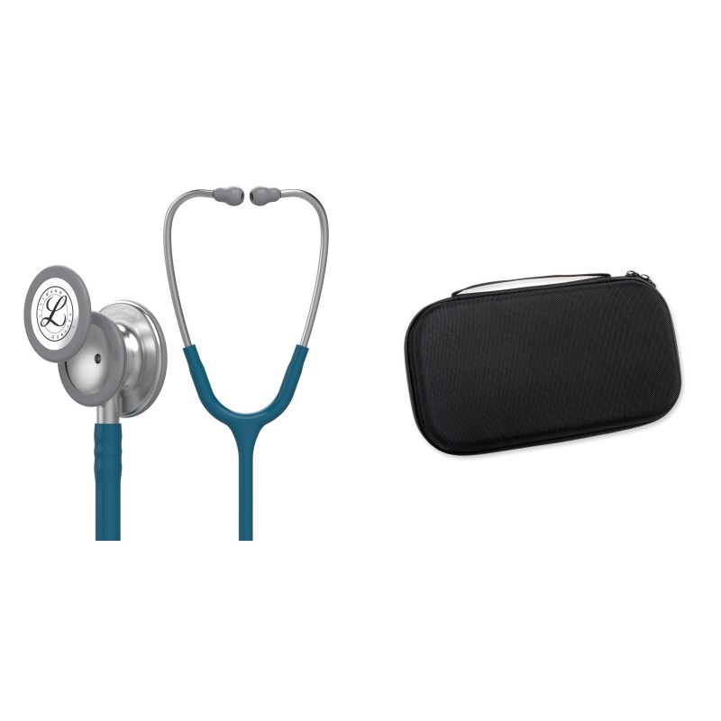 Pachet student - Stetoscop Littmann Classic III Albastru Caraibe 5623 + Borseta Negru perlat