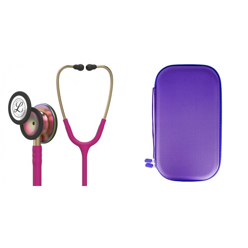 Pachet student - Stetoscop Littmann Classic III Roz Inchis capsula curcubeu 5806 + Borseta mov perlat