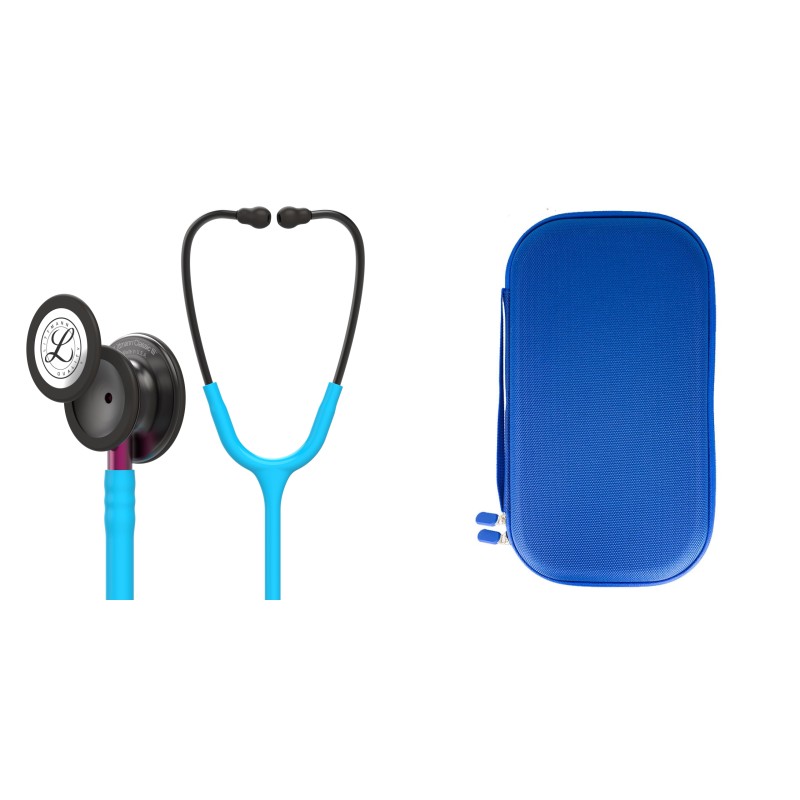 Pachet student - Stetoscop Littmann Classic III Turcoaz cu capsula fumurie 5872 + Borseta Albastru perlat