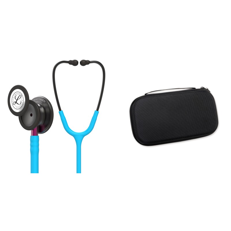 Pachet student - Stetoscop Littmann Classic III Turcoaz cu capsula fumurie 5872 + Borseta negru perlat