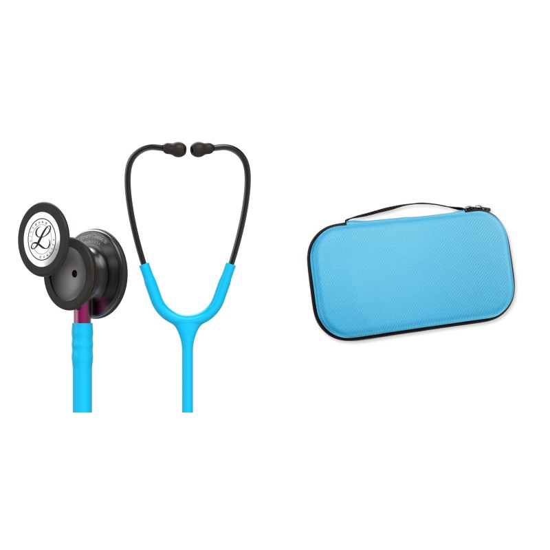 Pachet student - Stetoscop Littmann Classic III Turcoaz cu capsula fumurie 5872 + Borseta turcoaz perlat