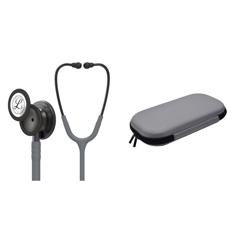 Pachet student - Stetoscop Littmann Classic III Gri cu capsula fumurie 5873 + Borseta gri perlat