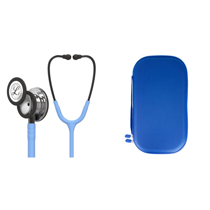 Pachet student - Stetoscop Littmann Classic III Albastru Azur cu capsula oglinda 5959 + Borseta albastru perlat