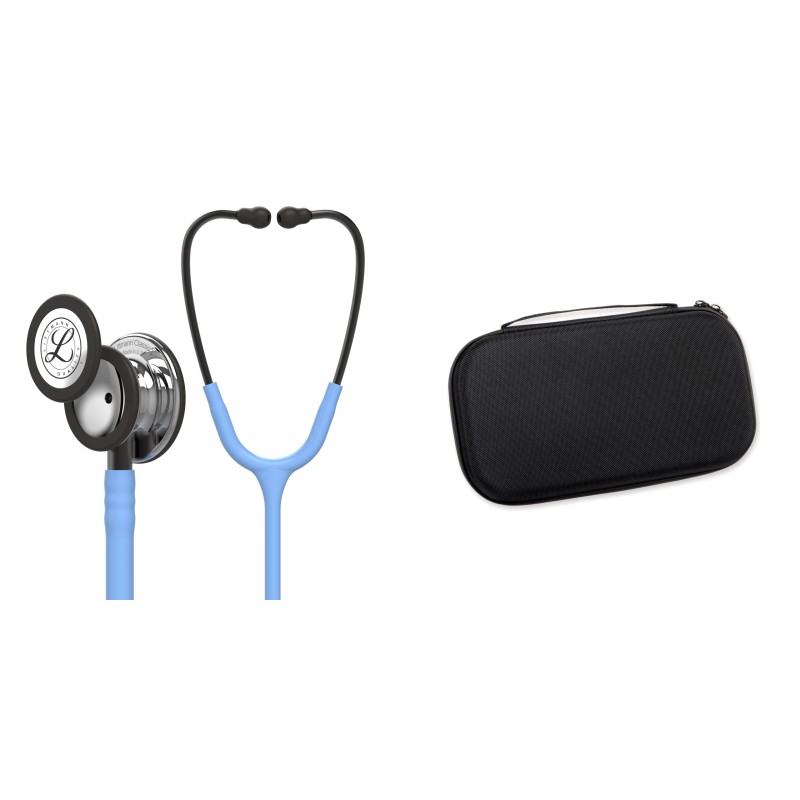 Pachet student - Stetoscop Littmann Classic III Albastru Azur cu capsula oglinda 5959 + Borseta negru perlat