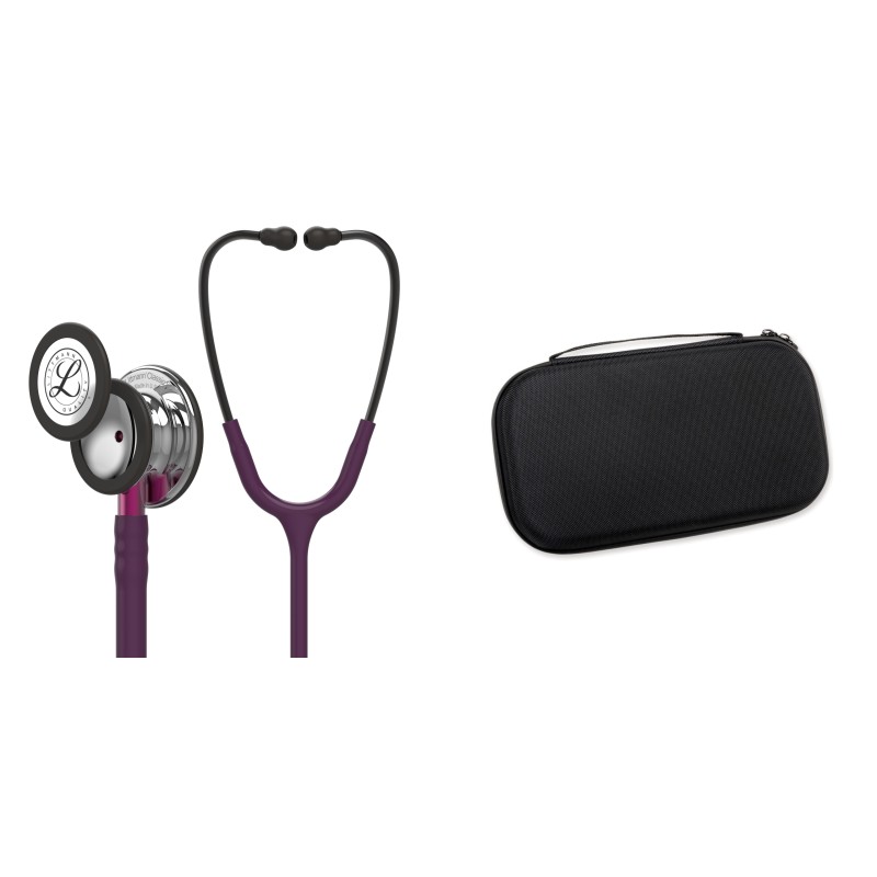 Pachet student - Stetoscop Littmann Classic III Plum cu capsula oglinda 5960 + Borseta negru perlat