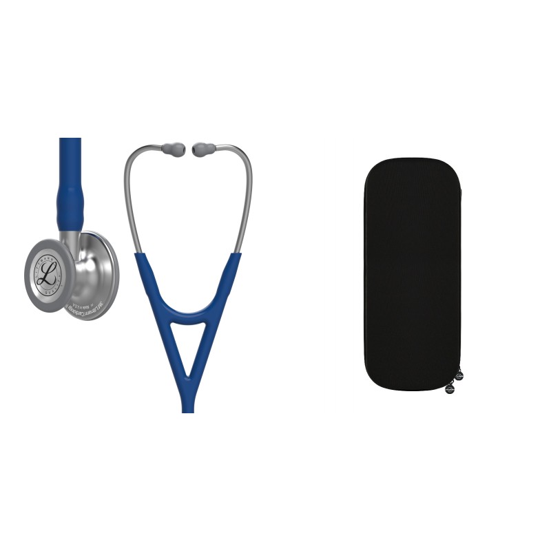Pachet cardio - Stetoscop Littmann Cardiology IV Bleumarin 6154 + Borseta stetoscop Cardio Neagra