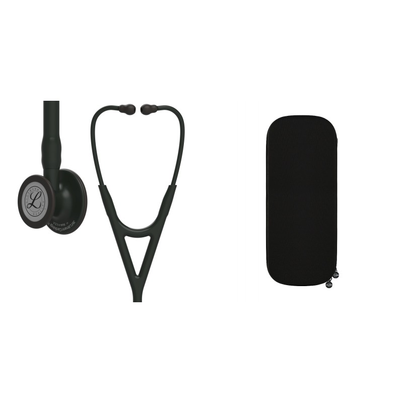 Pachet cardio - Stetoscop Littmann Cardiology IV Negru capsula neagra 6163 + Borseta stetoscop Cardio Neagra